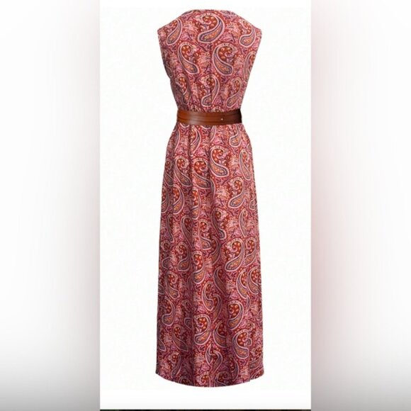 Boho A-Line Paisley Maxi Dress Red - Picture 2 of 5